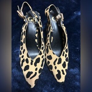 Gianni Bini Tan and Black Animal Print Heels